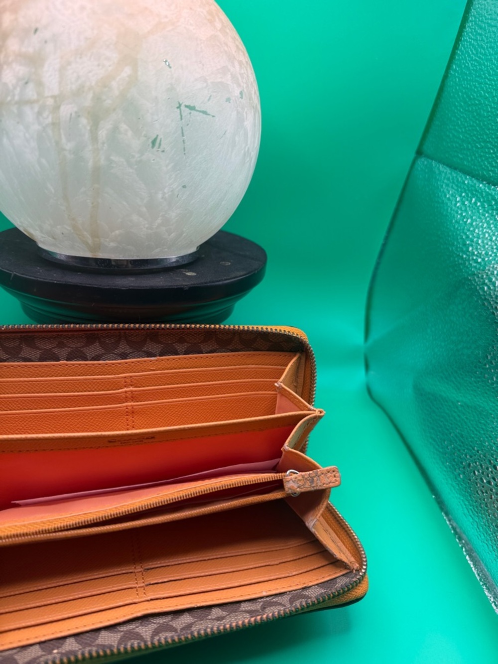Coach Pebbled Leather Zip Wallet in Burnt Orange - Picture 5 of 5